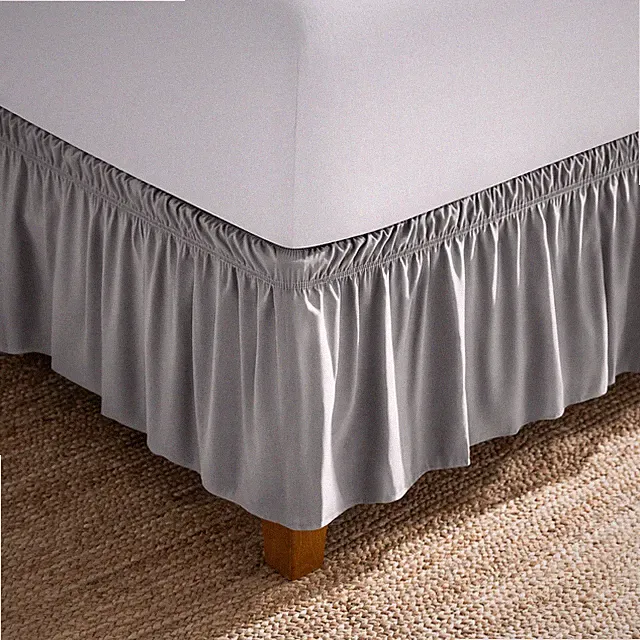 Bare Home Adjustable Wrap Around Ruffled Bed Skirt - 15-inch Tailored Drop