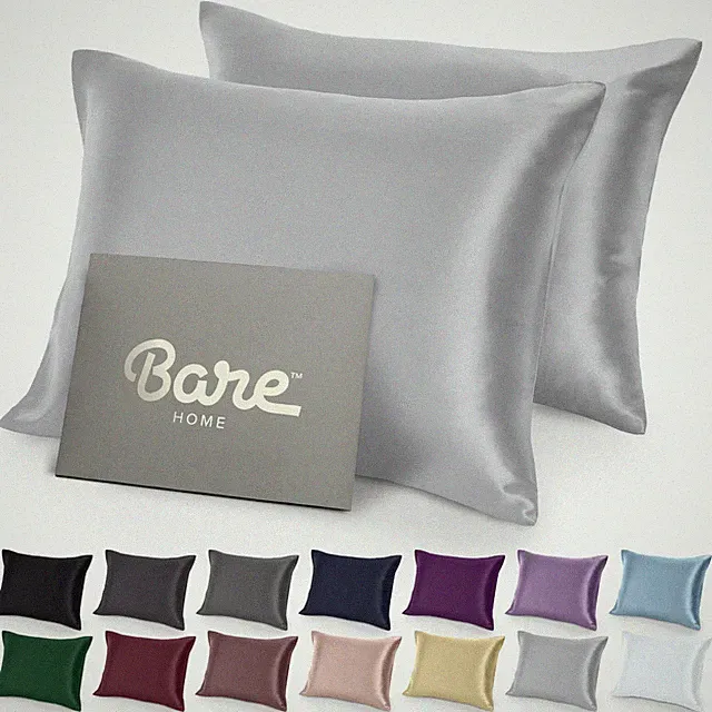 Bare Home Poly Satin Pillowcases for Hair and Skin - 2 Pack - Luxury Pillowcases