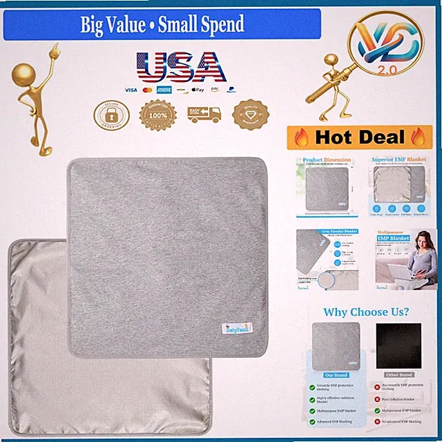 Gray Faraday Blanket EMF Blocking Radiation Shield Laptop Phone Home