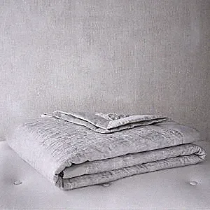 Hudson Park Collection Pale Silver Rippled Texture King Coverlet