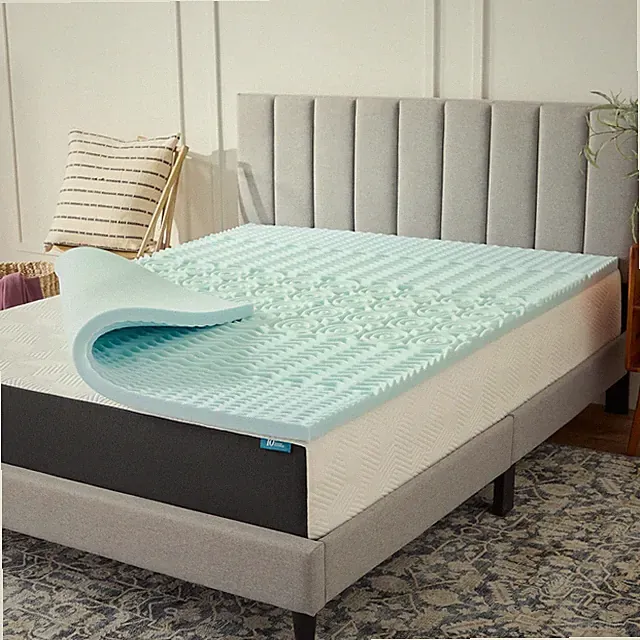 LUCID 2 Inch Gel Memory Foam Mattress Topper, King Size – 5 Zones – Cooling Gel
