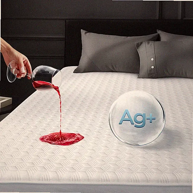 Premium Waterproof Mattress Protector Made from Silver-Ion Rayon, Silver-Infu...