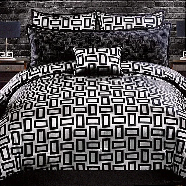 Silver Gray Black Geometric 5 pc Comforter Set Queen King Modern Glam Bedding