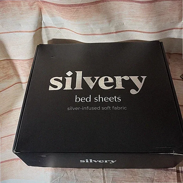 Silver Infused Bed Sheets Set Queen Silvery 120 GSM Microfiber Silver open box