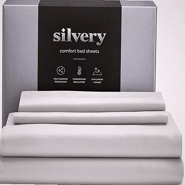 Silver Infused Bed Sheets Set - Ultra-Soft Temperature-Regulating Fabric with...
