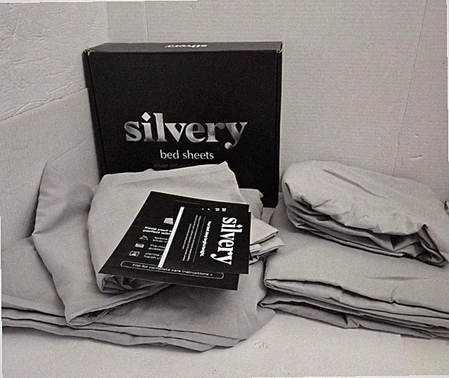 Silver Infused Bed Sheets Split King Silvery Cool Gray Hypoallergenic 5-pc Set