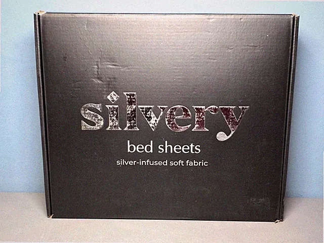 Silvery Bed Sheets Set Silver-Infused Soft Fabric in Cool Gray, King Size New
