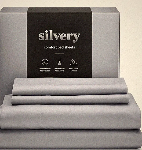 Silvery Silver Infused Twin Bed Sheets Set- Ultra Soft New!!!